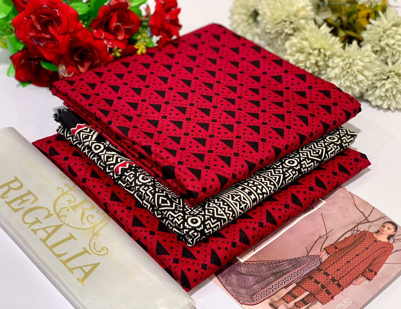 3 PcS unstitched Regalia khaddar cotton 2024