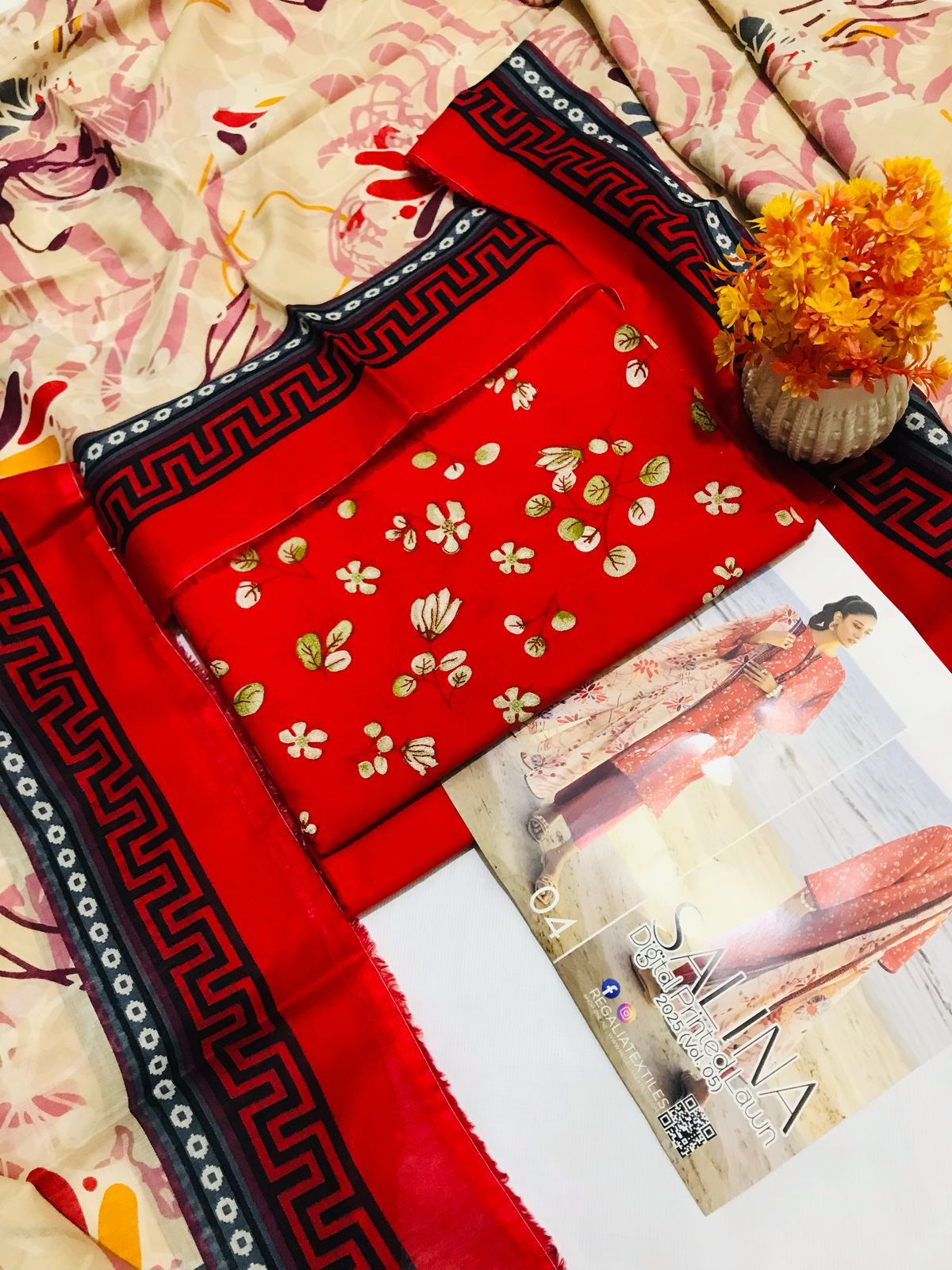 Digital print lawn with voil Dupatta