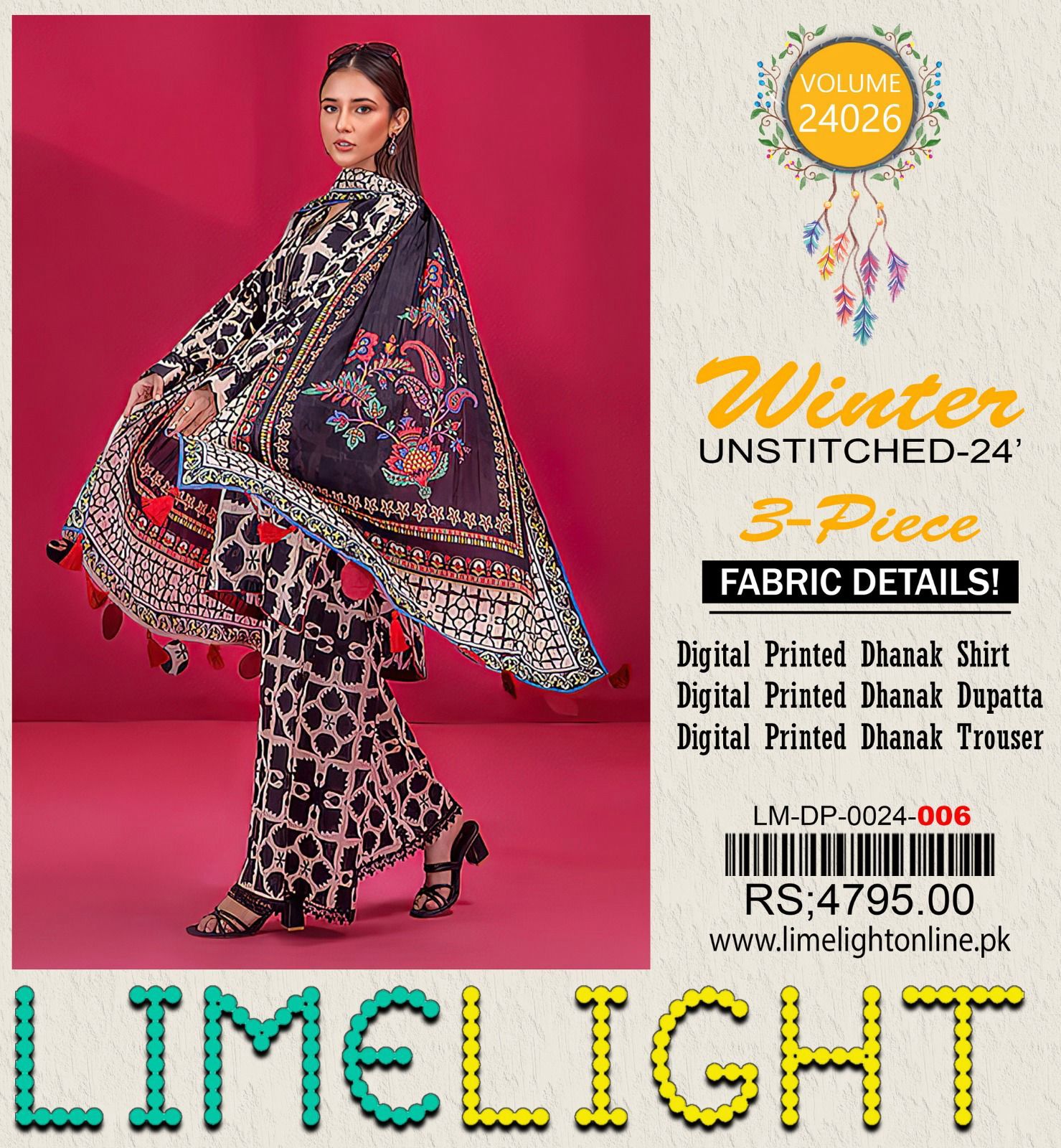 Lime Light Dhanak 3pc