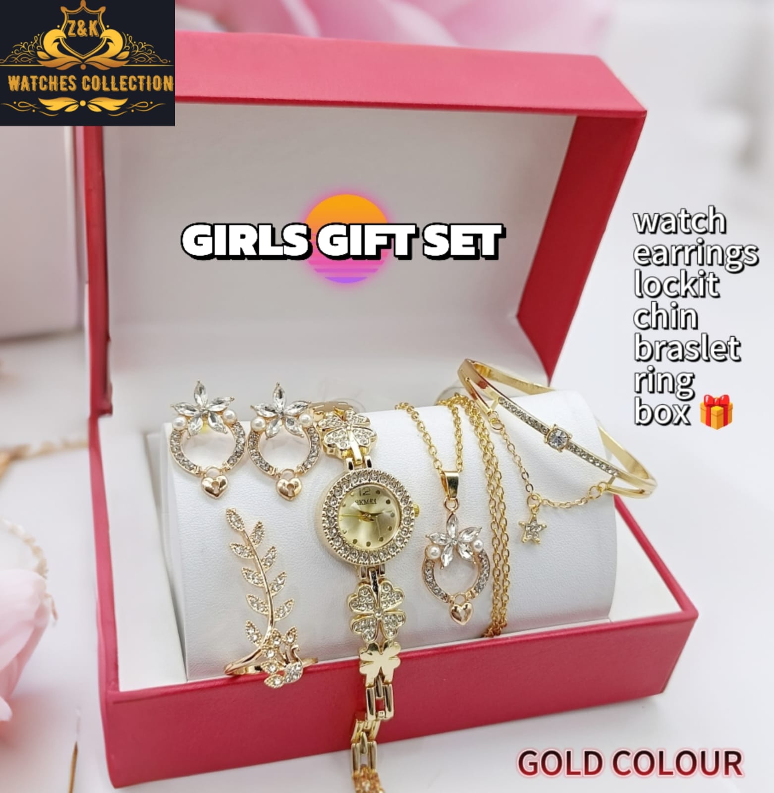 EID COLLECTION 🎊✔️ GIRLS GIFT SET 💞🎀 SKIMI GIRLS DIAMOND 💎STONES JEWELRY WATCH  GOOD LOOKING 🔥✔ 3