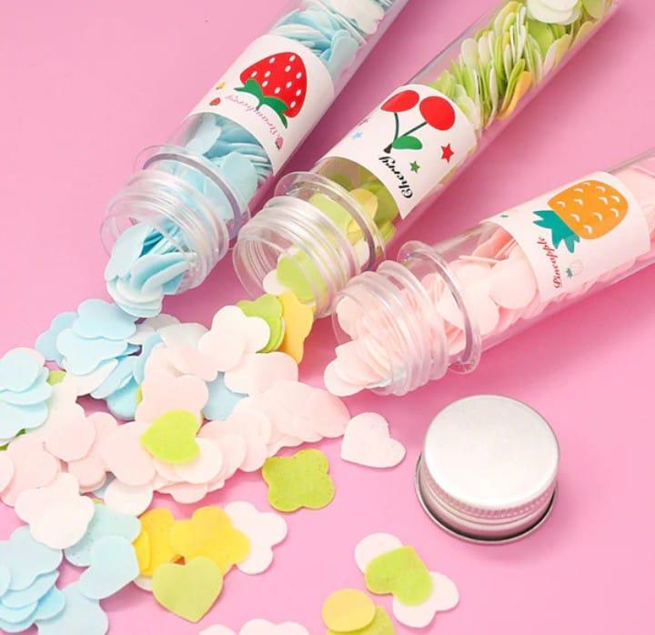2 Pcs Mini Bottle Fruity Paper Soap Compact Tissue Soap for Travel