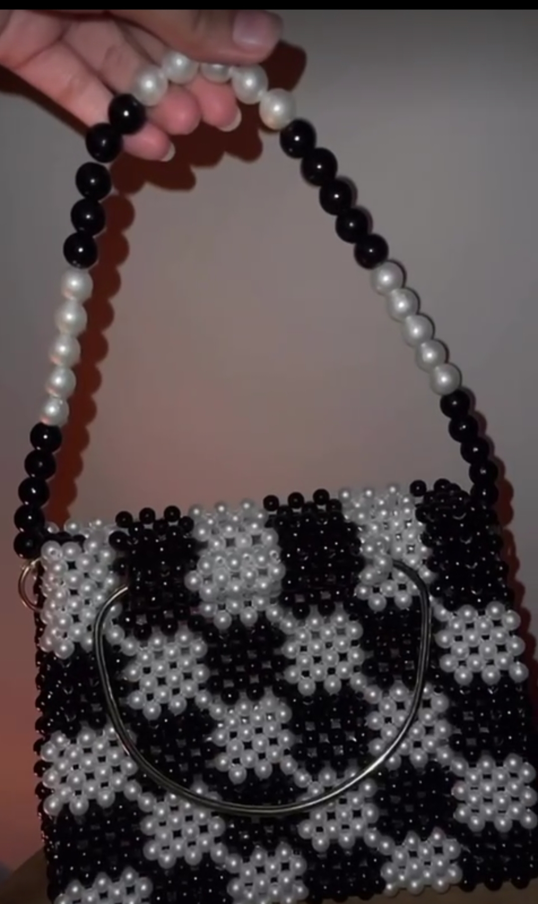 White and Black Pearls handbag
