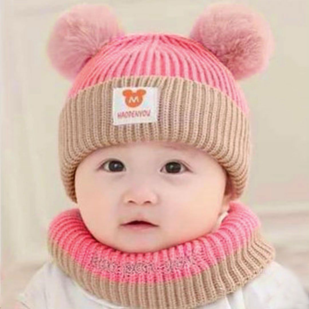 *Beanie Wool Cap With Neck Warmer Attached*  *KIDS WOOL CAP*