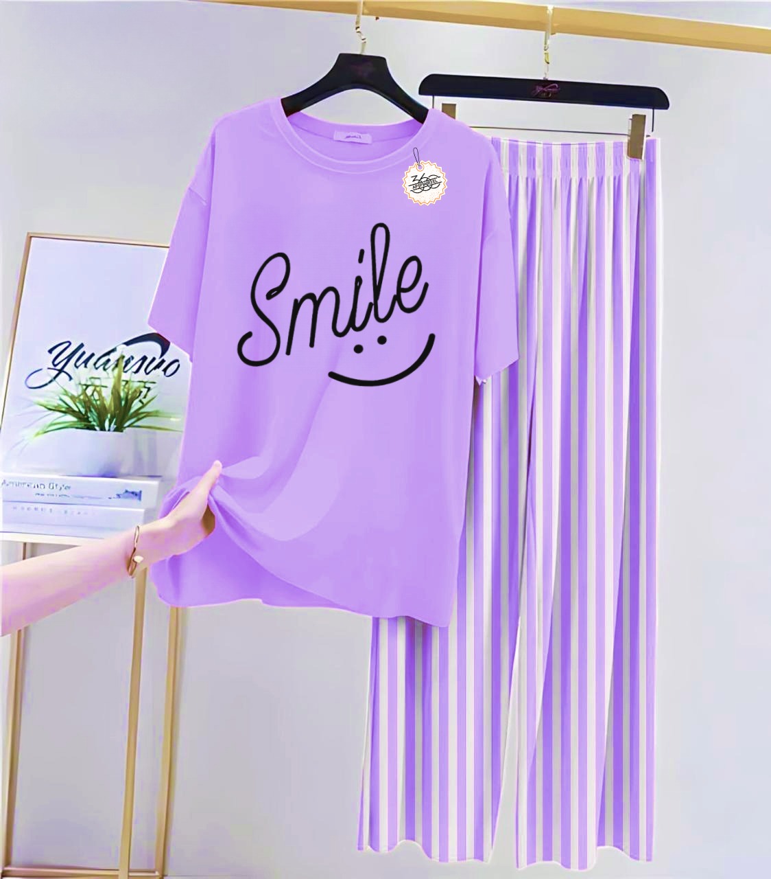 Printed night suits all light purple shade