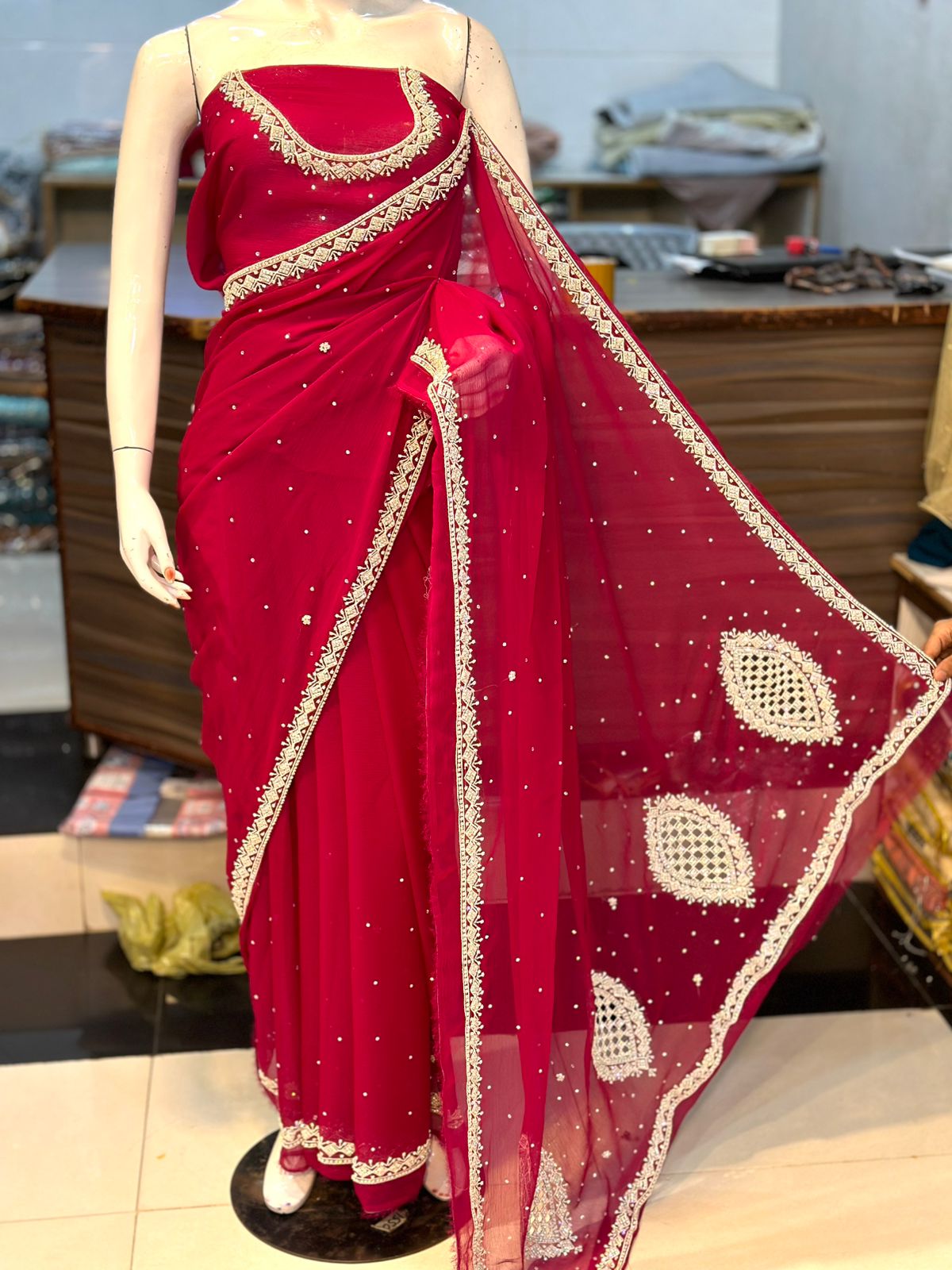 Chiffon HANDWORK Saree 💞