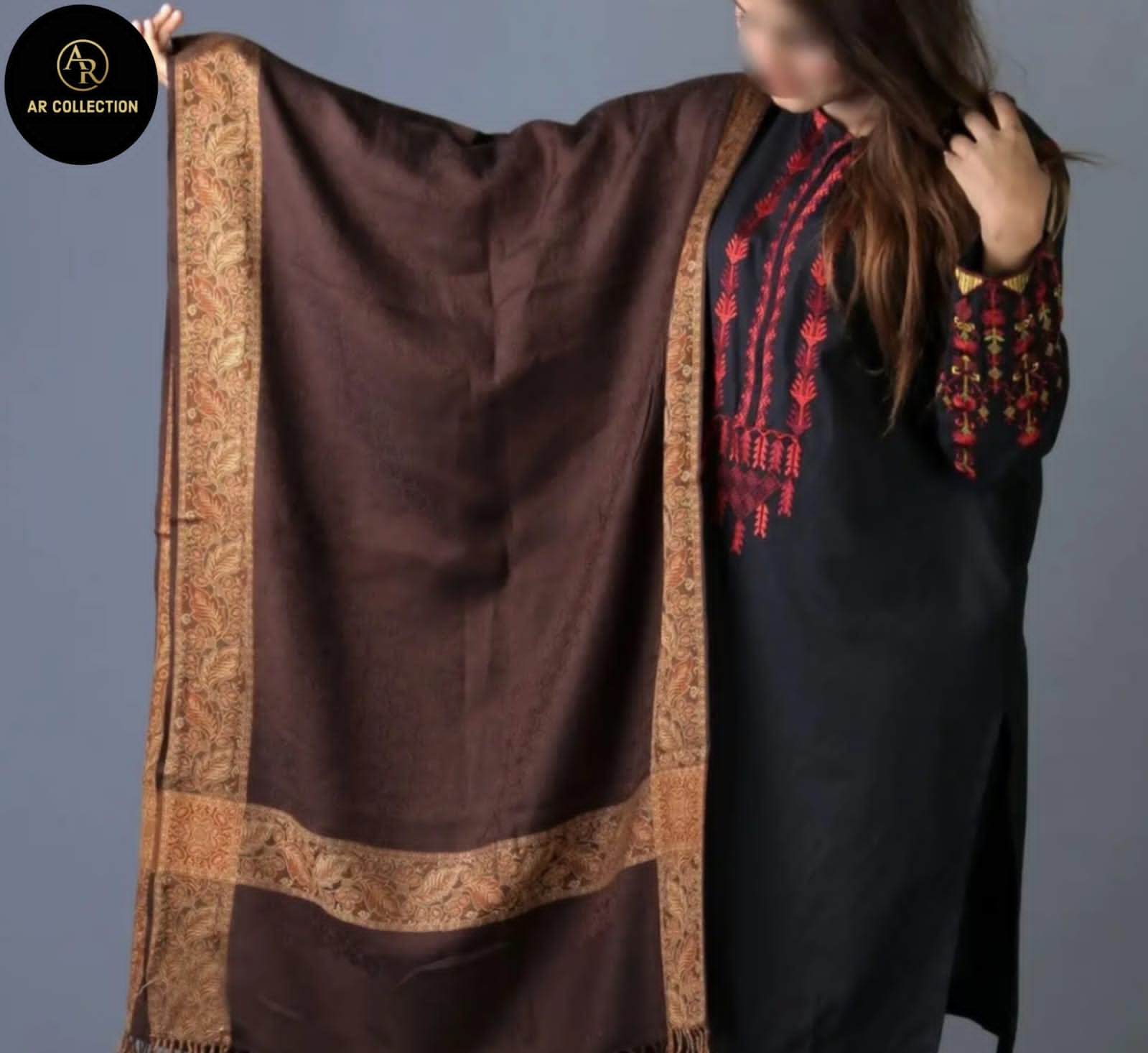 { *PREMIUM BONANZA PASHMINA DIAMOND BORDER EMBROIDERY SHAWL** *Pashmina Woolen 1