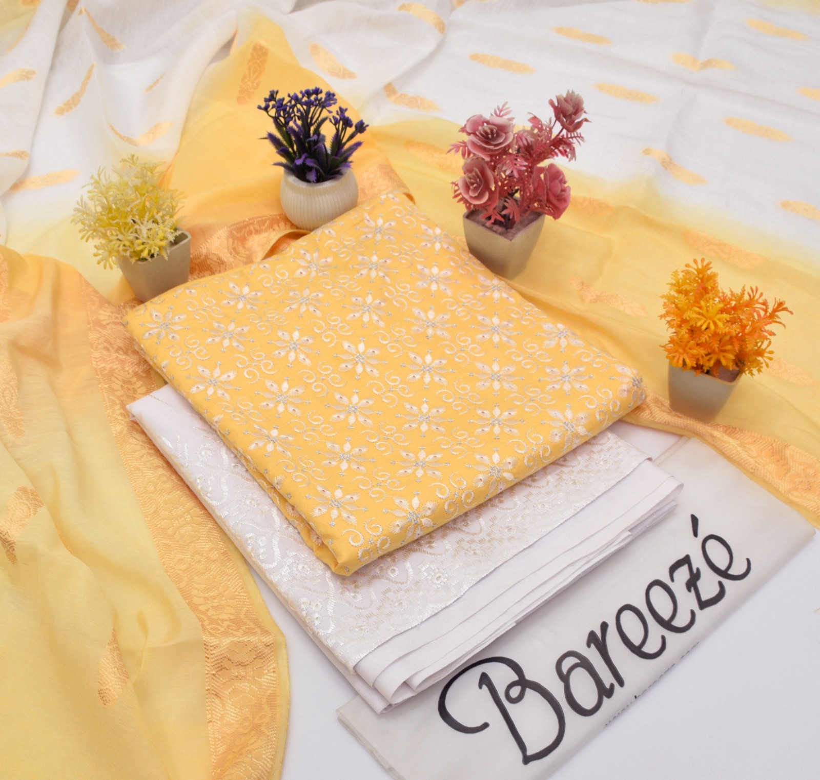 (*BAREEZE LAWN 2025 OPENING*)  FABRIC :  DORIYA COTTON LAWN ✅  *3pc Embroidery Doriya cotton  Lawn* 6