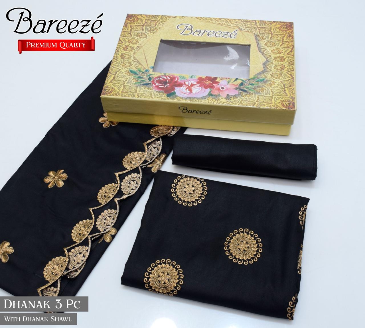 (*BAREEZE Opening DHANAK 2024*)  BAREEZE DHANAK EMB COLLECTION  3pc