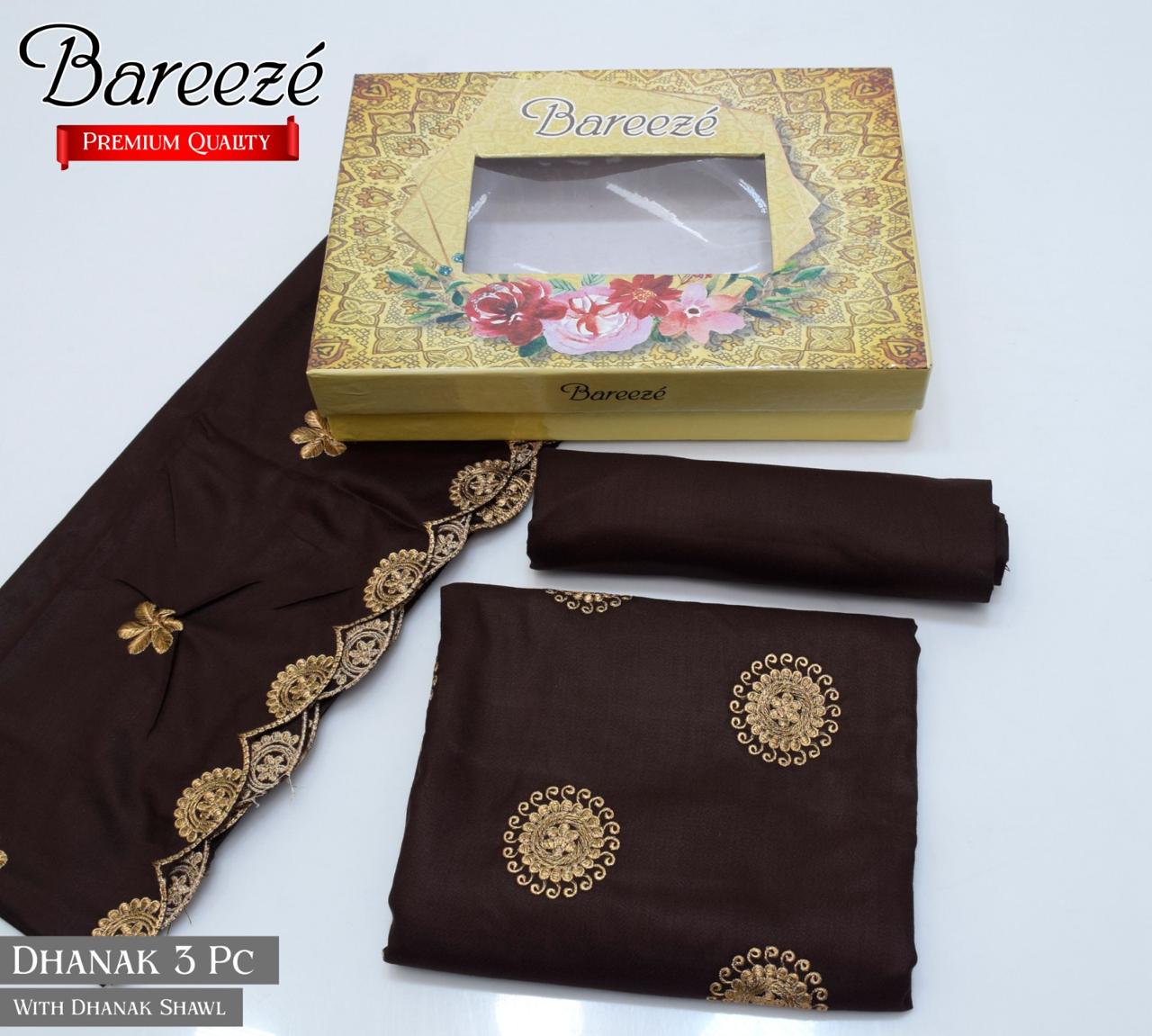 (*BAREEZE Opening DHANAK 2024*)  BAREEZE DHANAK EMB COLLECTION  3pc