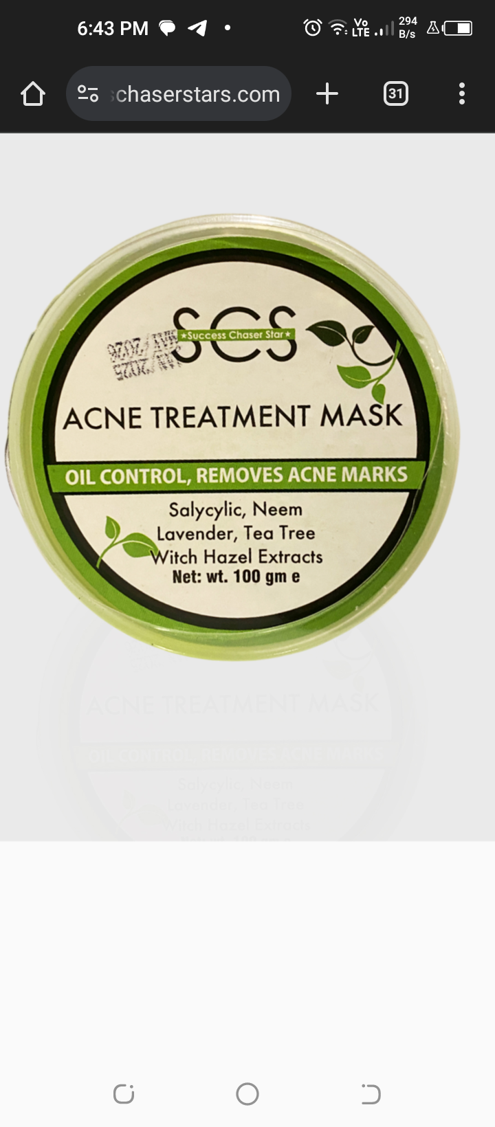 Acne face mask